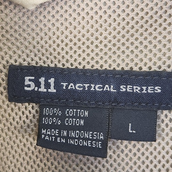 5.11 Tactical Long Sleeve Button Up Shirt Men's L Tan Utility Pocket Vented Work - Picture 4 of 7